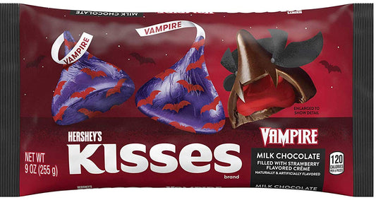 Hershey's Kisses Strawberry Creme Filled Milk Chocolate Vampire Kisses Multi-pack of 2 - 9 oz each