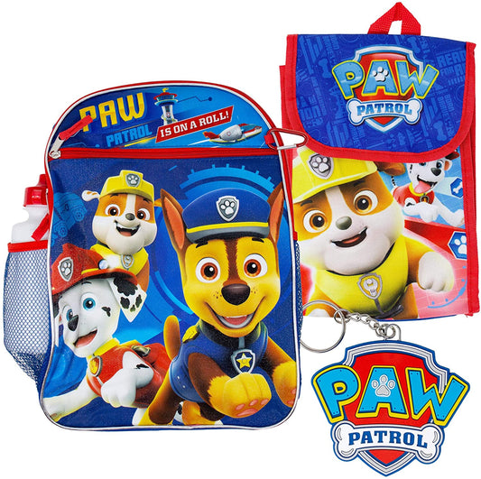 Nickelodeon Paw Patrol Boys Blue 16"- 5 piece Backpack Set School Bag, Lunch Bag