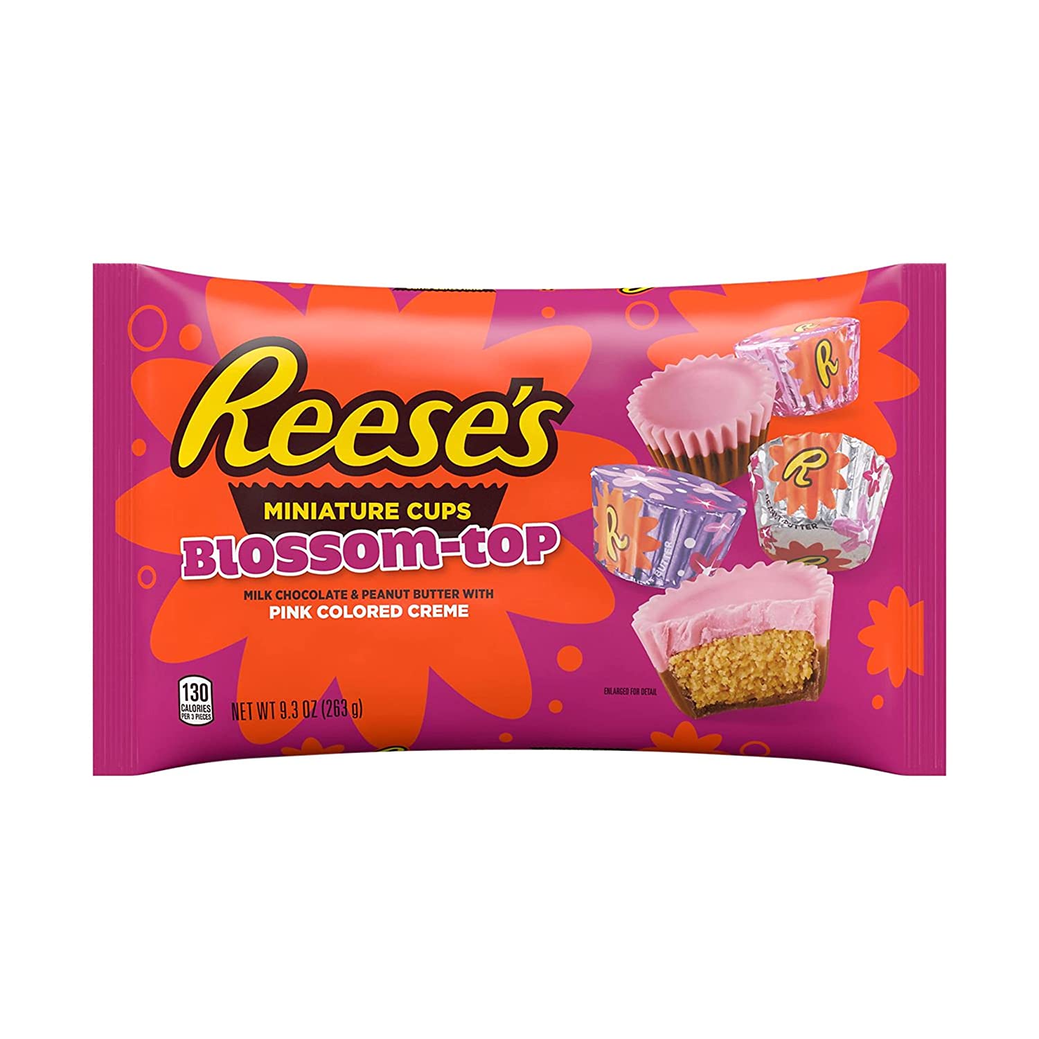 REESE'S Miniatures Blossom Top Milk Chocolate Peanut Butter with Pink Creme Cups Candy, Valentine's Day, 9.3 oz Bag