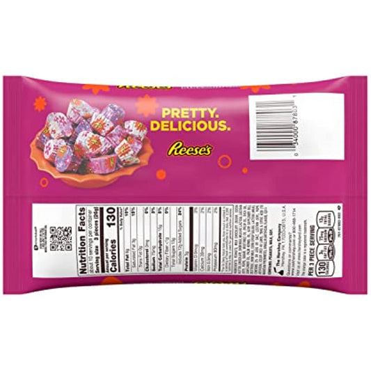 REESE'S Miniatures Blossom Top Milk Chocolate Peanut Butter Pink Colored Creme Cups Candy, Valentine's Day, 9.3 oz Bag