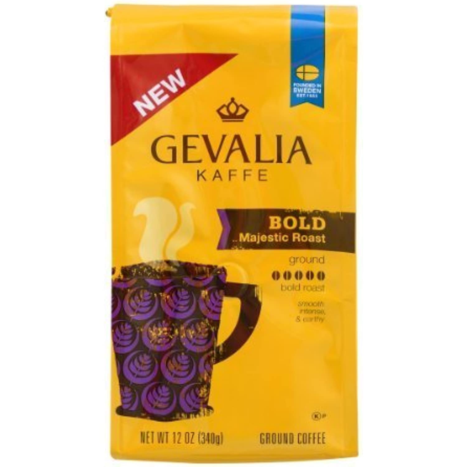 Gevalia Kaffe, Ground Coffee, Bold Majestic Roast, 12oz Bag (Pack of 2)