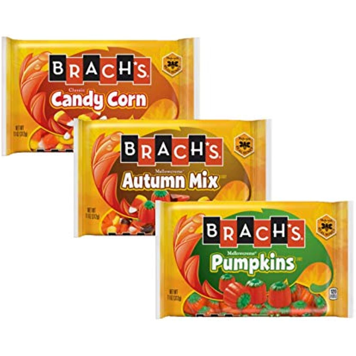 Brach’s Candy Fall Favorites: Pumpkins, Autumn Mix and Candy Corn, 11 Ounce Bags (Set of 3)