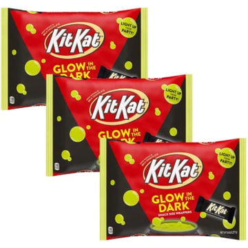 Kit Kat Glow in the Dark Snack Size Wrappers Chocolate Candy Bars Halloween - 29.4 oz Total- Bulk Pack of 3,Brown