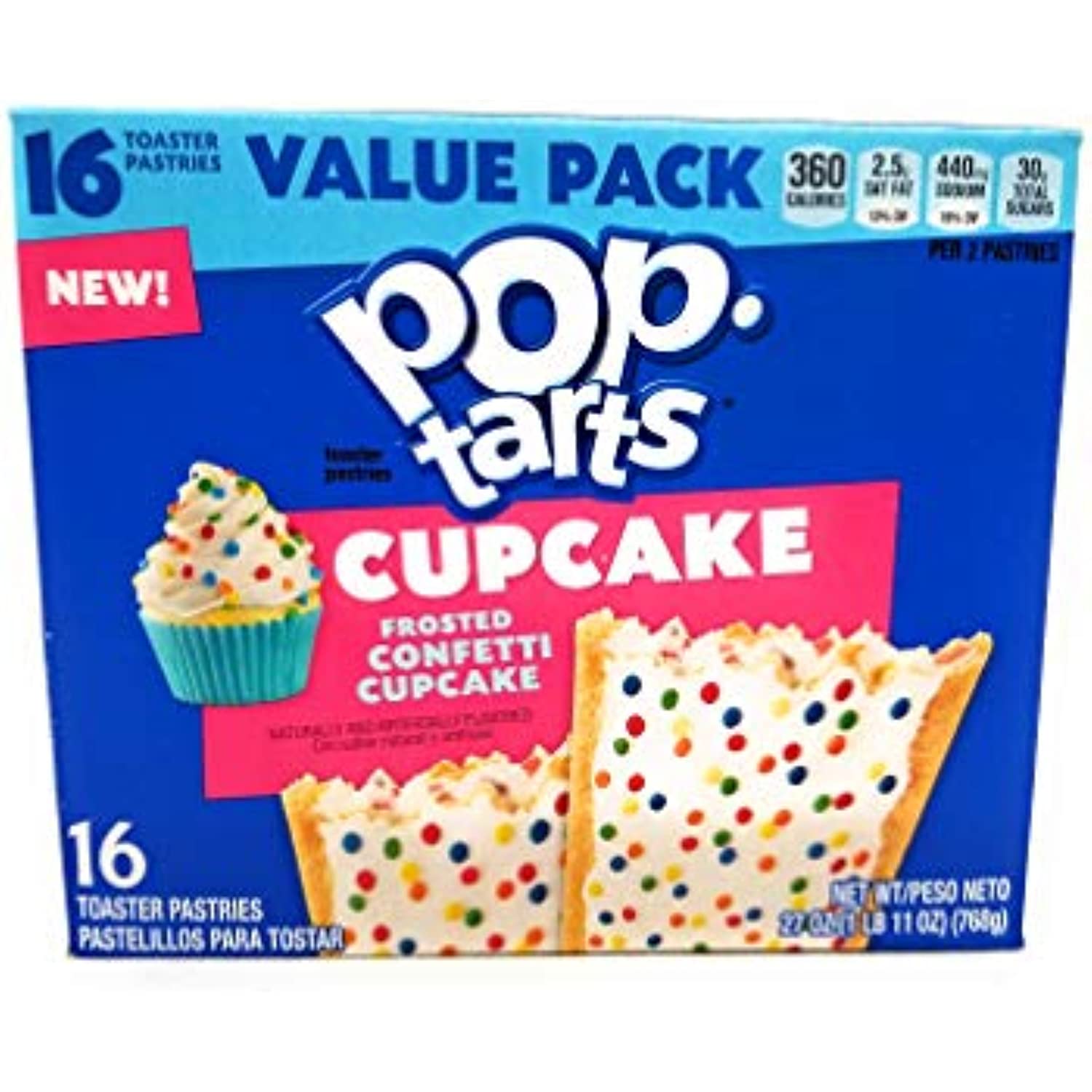 Pop Tarts Cupcake flavor 16 count. Frosted Confetti. 27 oz.