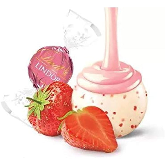 Lindt Lindor Valentine's Day Strawberries and Cream White Chocolate Truffles Limited Edition 6oz Bag