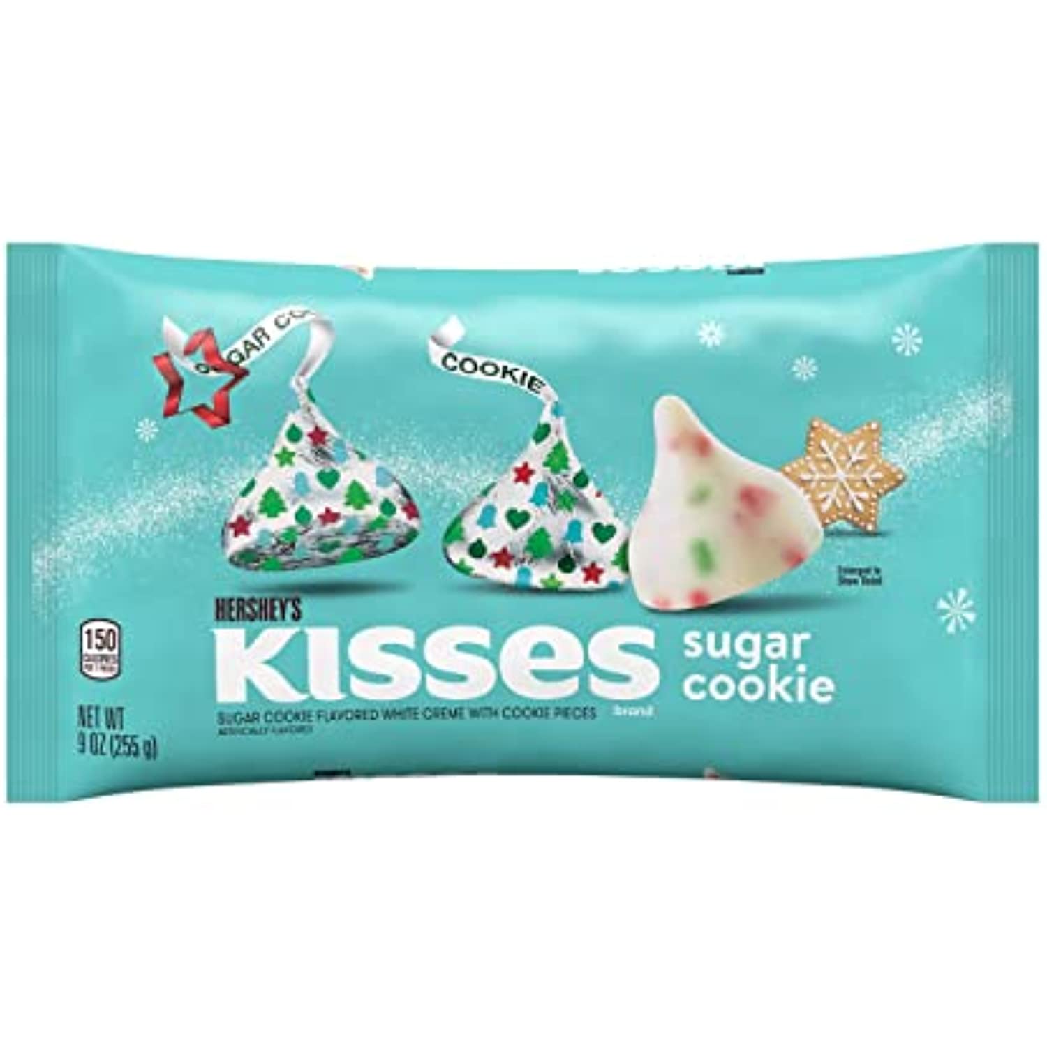 HERSHEY'S KISSES Sugar Cookie Flavored White Creme with Cookie Pieces Candy, Holiday, 9 oz Bag