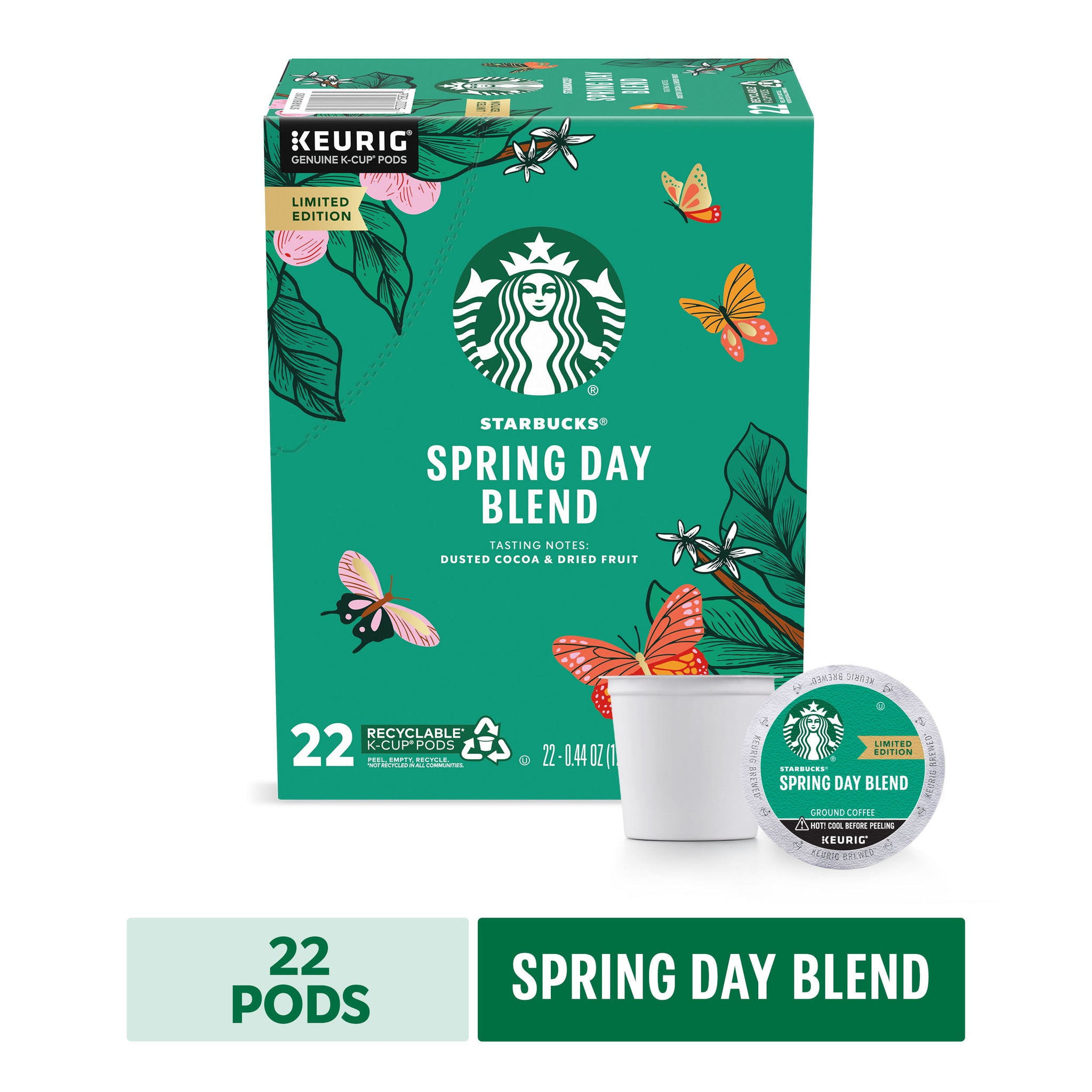 Starbucks Spring Day Blend, Medium Roast K-Cup Coffee Pods, Limited Edition, 22 ct