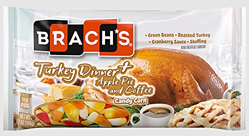 Brach's Candy Corn Turkey Dinner: Green Beans, Roasted Turkey, Cranberry Sauce, Stuffing, Apple Pie, and Coffee Flavors, 12oz