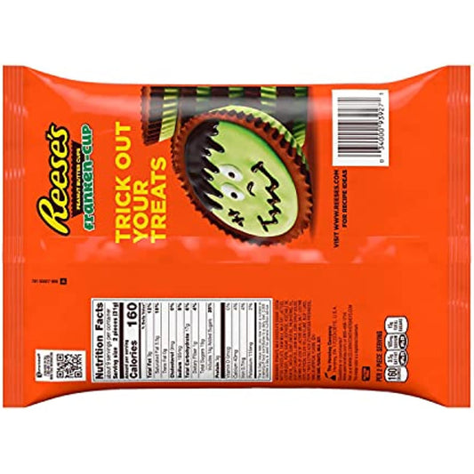 REESE'S Franken-Cup Milk Chocolate Peanut Butter with Green Creme Cups Candy, Halloween, 9.35 oz Bag