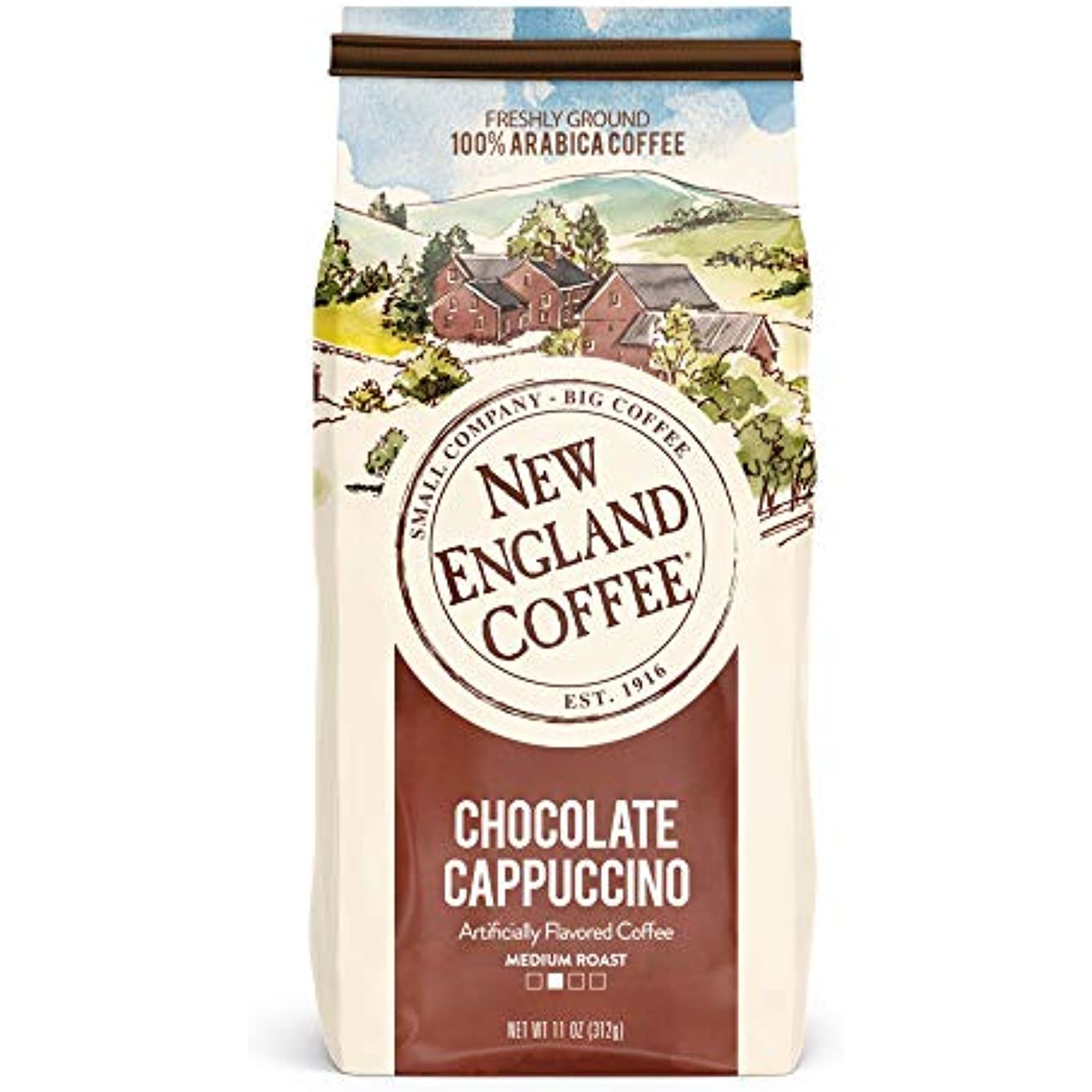 Freshly Ground New England Coffee, Chocolate Cappuccino, (2) 11 oz Bags