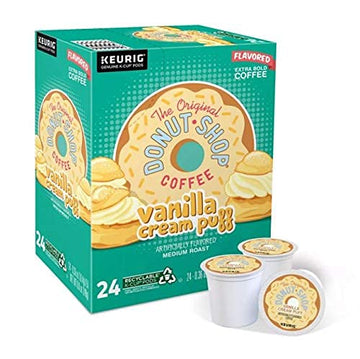 The Original Donut Shop Coffee 24 K Cups Count Pods Capsules (FLAVORS) Light/Medium/Bold Roast Flavored Premium Coffee For Keurig Machine (24 K-Cups Original Donut Shop Vanilla Cream Puff)