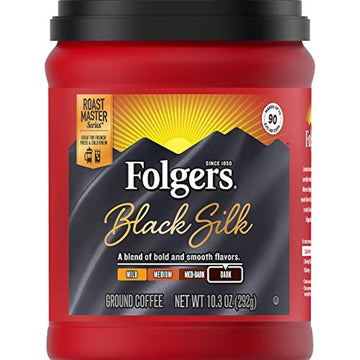 Folgers Black Silk Dark Roast Ground Coffee, 10.3 Ounces