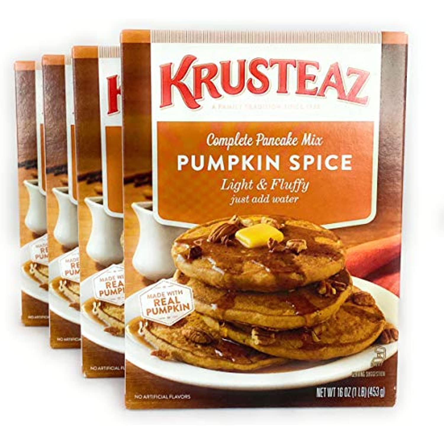 Krusteaz Light & Fluffy Pumpkin Spice Complete Pancake Mix, 16 Ounce (Pack of 4)