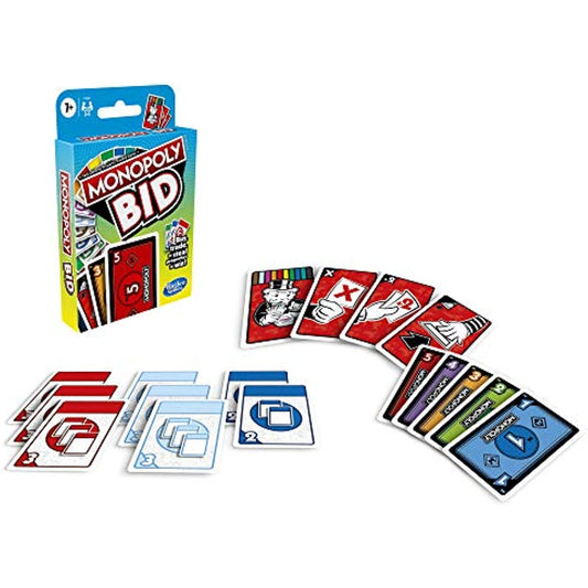 Monopoly Bid Game, Quick-Playing Card Game for 4 Players, Game for Families and Kids Ages 7 and Up