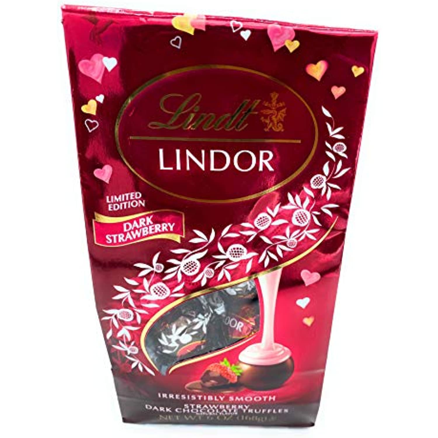 Lindt Lindor Valentine's Day Strawberry Dark Chocolate Truffles Limited Edition 6oz Bag