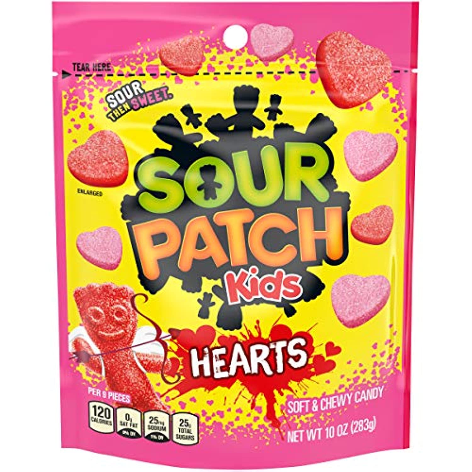 SOUR PATCH KIDS Valentine Candy Hearts, Berry, 10 oz