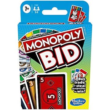 Monopoly Bid Game, Quick-Playing Card Game for 4 Players, Game for Families and Kids Ages 7 and Up