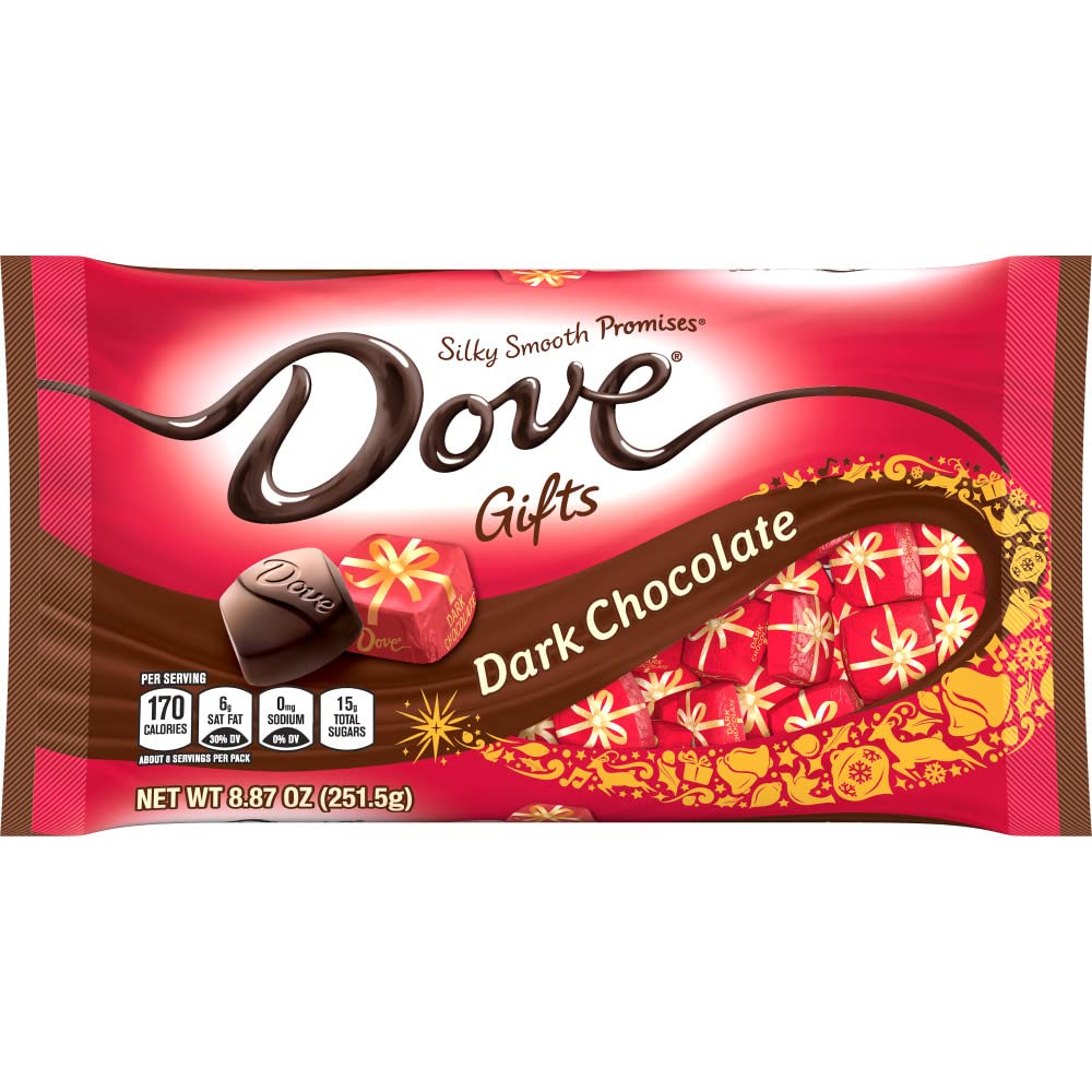 Dove Promises Holiday Gift Dark Chocolate Christmas Candy Bag, 8.87 oz