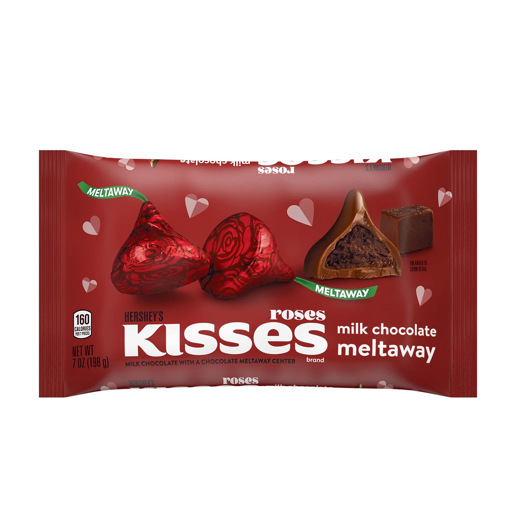 HERSHEY'S KISSES Roses Milk Chocolate meltaway Candy, Valentine's Day, 7 oz Bag