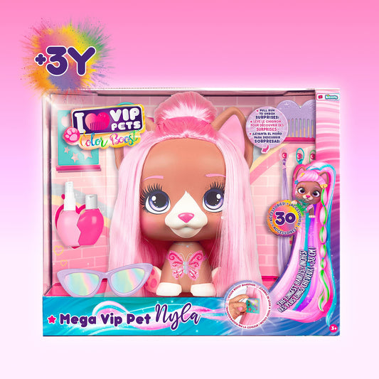 IMC Toys VIP Pets Color Boost - Mega VIP Pet Nyla | Styling Head, 30+ Accessories, Kids Age 3+