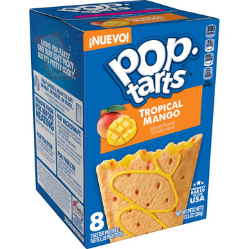 Pop-Tarts Toaster Pastries, Breakfast Foods, Baked in the USA, Tropical Mango Drizzle, 13.5oz Box (8 Toaster Pastries)