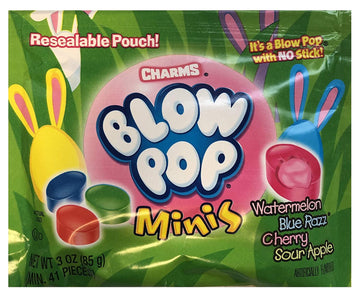 Charms Lollipops Limited Edition Easter Blow Pop Minis Resealable Pouch - 3 Oz