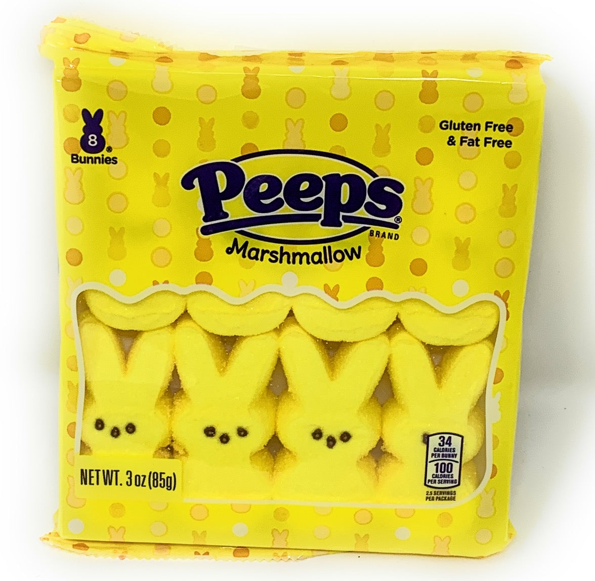 PEEPS, Yellow Marshmallow Bunnies Easter Candy, 8ct (3.0 oz.)