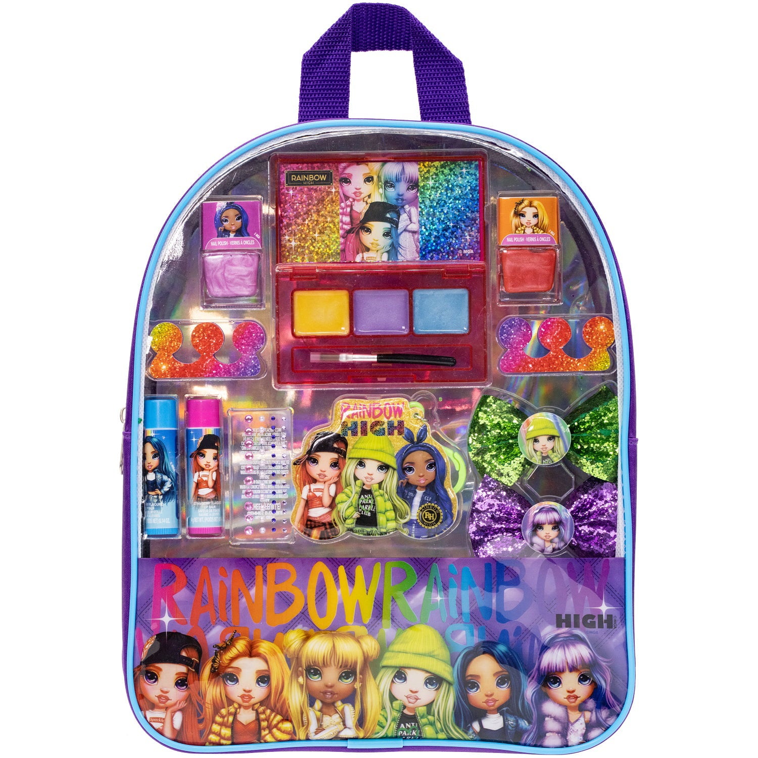 Rainbow High - Townley Girl Backpack Cosmetic Makeup Gift Bag Set for Girls, Ages 3+
