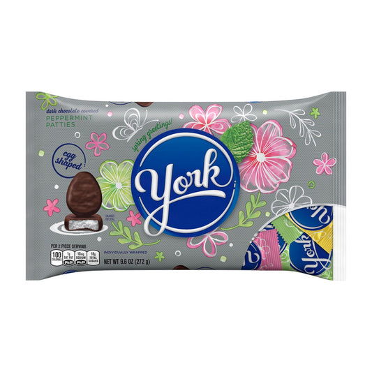 YORK, Dark Chocolate Peppermint Patties Eggs Candy, Easter, 9.6 oz, Bag