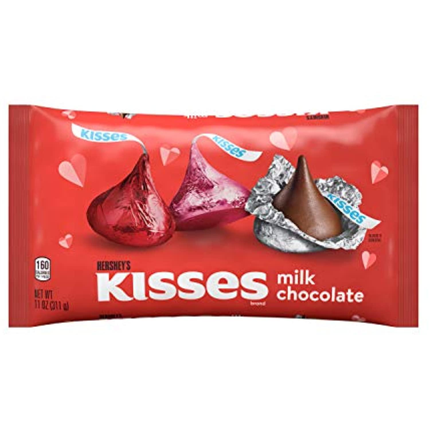 HERSHEY'S KISSES Milk Chocolate Candy, Valentine's Day, 11 Oz. Bag - Melville Co