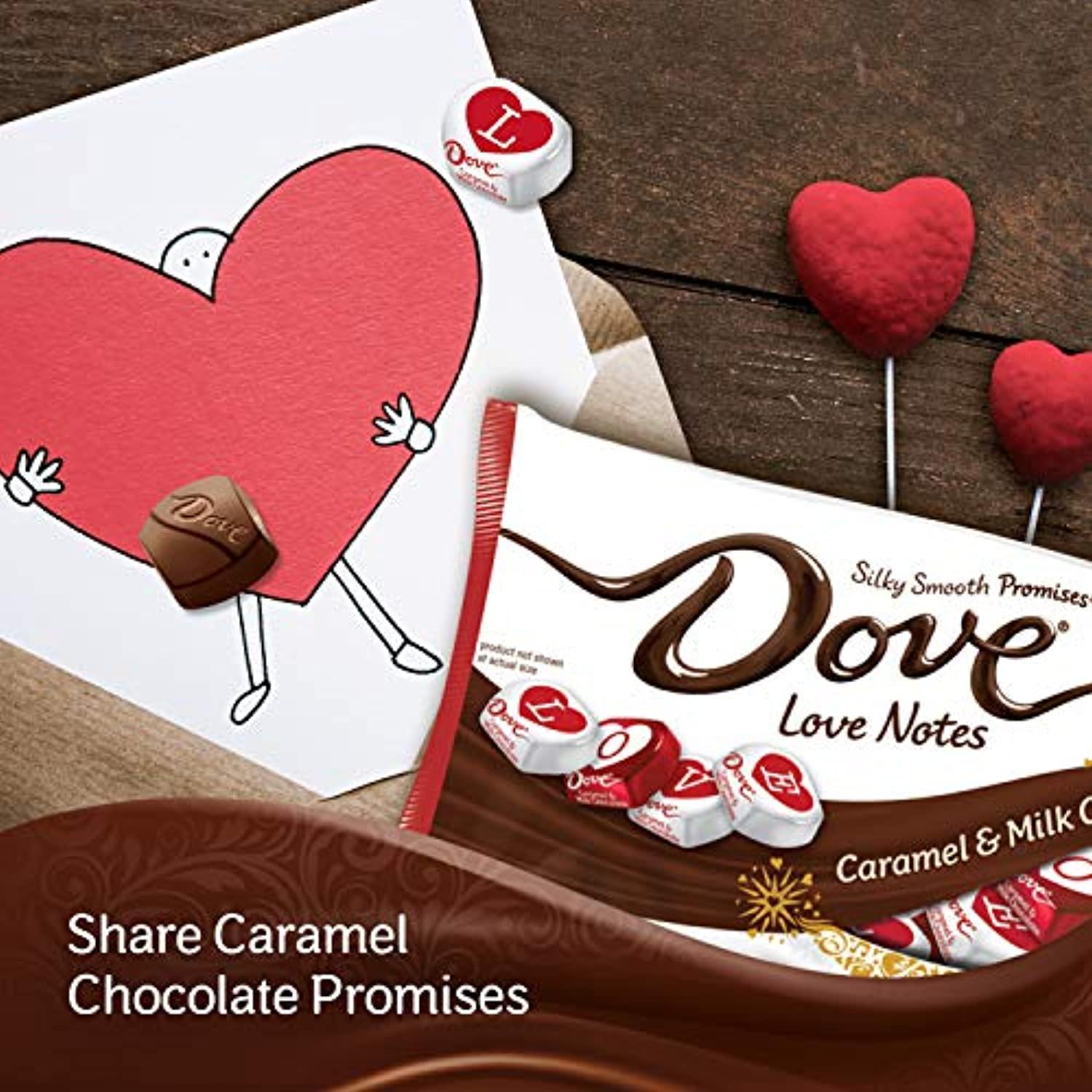 DOVE PROMISES Valentine's Love Notes Caramel & Milk Chocolate Candy Bag, 7.94-Ounce - Melville Co