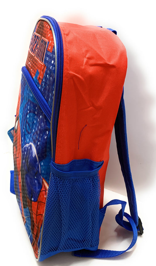 Marvel Spiderman 16" Backpack With Lunch Box ~ 3 Pc Set With Spiderman School Bag, Lunch Bag,Stickers