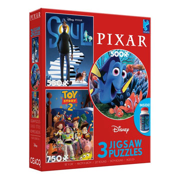 Ceaco 3 In 1 - Disney Pixar Jigsaw Puzzle Including 500 Piece, 700 Piece and 750 Piece Count