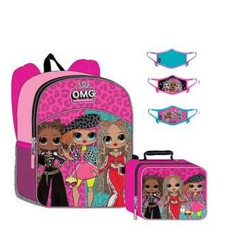 LOL Surprise Pink OMG Backpack and Lunch Box, Back to School Set for Girls, Size 16"