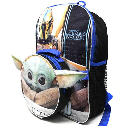 Star Wars The Child Mandalorian Backpack and Lunch Box Set- Baby Yoda 16" School Bag, Lunch Bag, Pencil Case