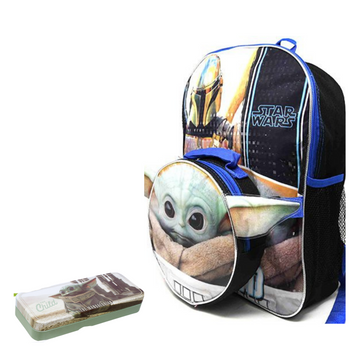 Star Wars The Child Mandalorian Backpack and Lunch Box Set- Baby Yoda 16" School Bag, Lunch Bag, Pencil Case