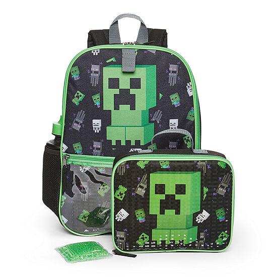 Minecraft Boys 16" Backpack With Lunch Box ~ 5 Pc Set With Minecraft School Bag, Lunch Bag, Water Bottle