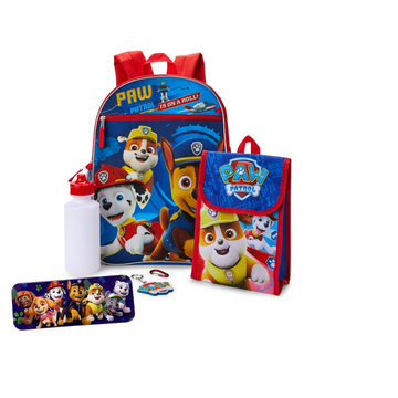 Nickelodeon Paw Patrol Boys Blue 16"- 5 piece Backpack Set School Bag, Lunch Bag